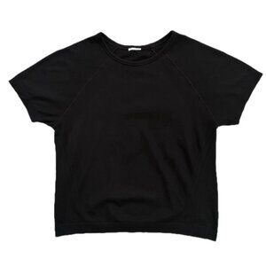 Athleta Women’s S/M Black Short Sleeve Cropped Athletic Shirt Stretch Seamless